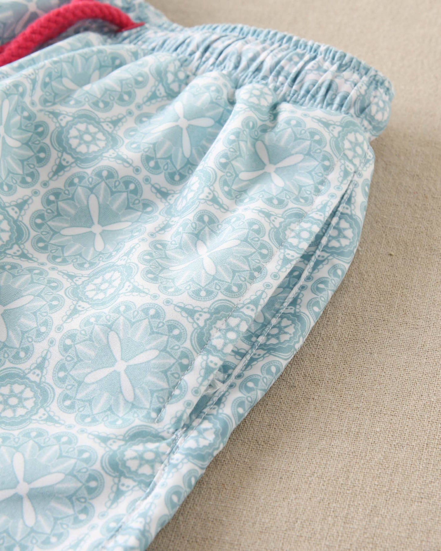 Retro Print Sky Blue Swim Shorts
