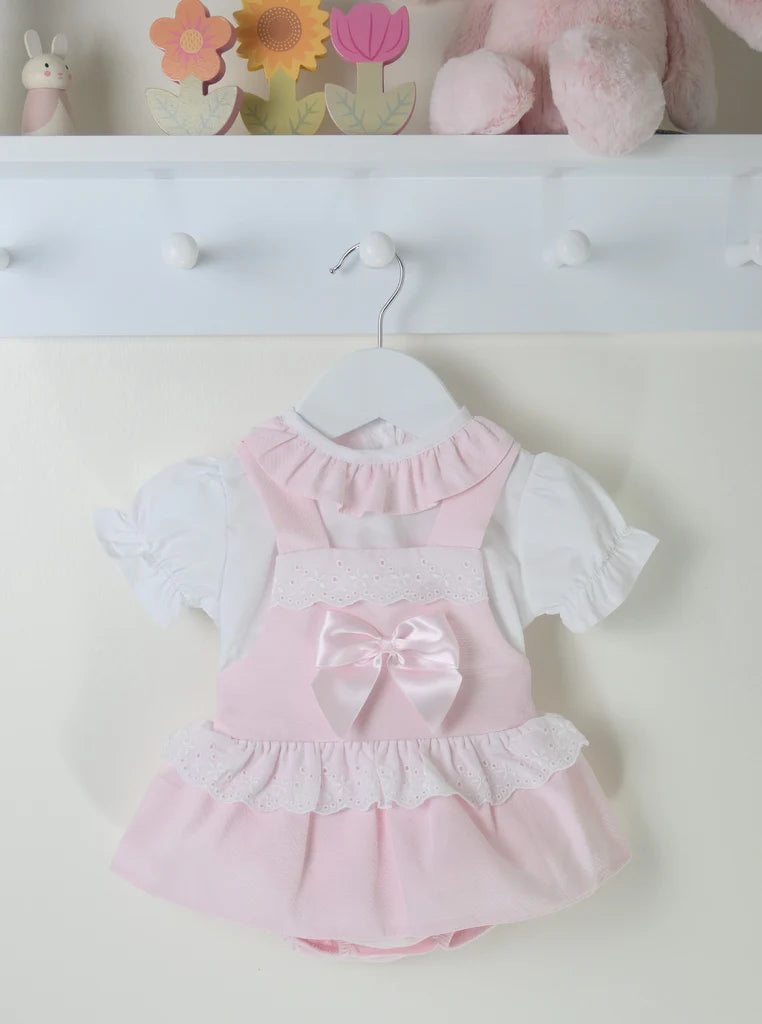 Lillie Pink Bow Smock Dress