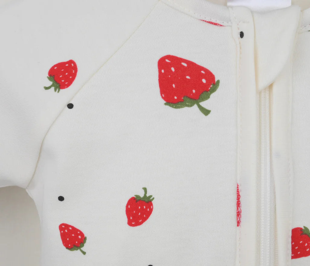 Strawberry Cotton Sleepsuit