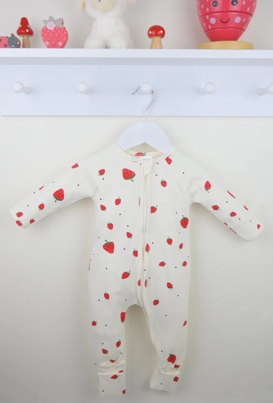 Strawberry Cotton Sleepsuit