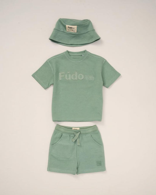 Green T-Shirt, Shorts & Bucket Hat Set
