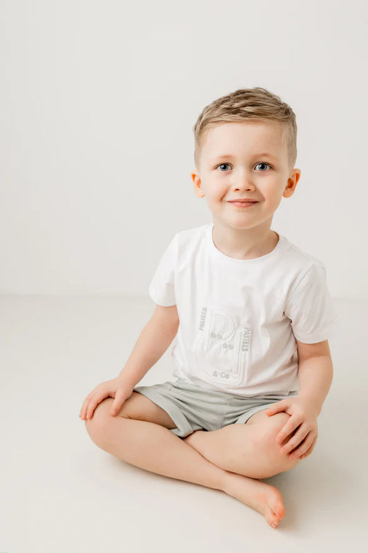Heston Sage & White Short Set
