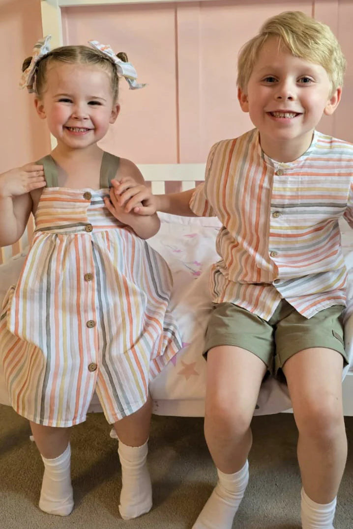 Serpol Dress With Orange & Green Stripes