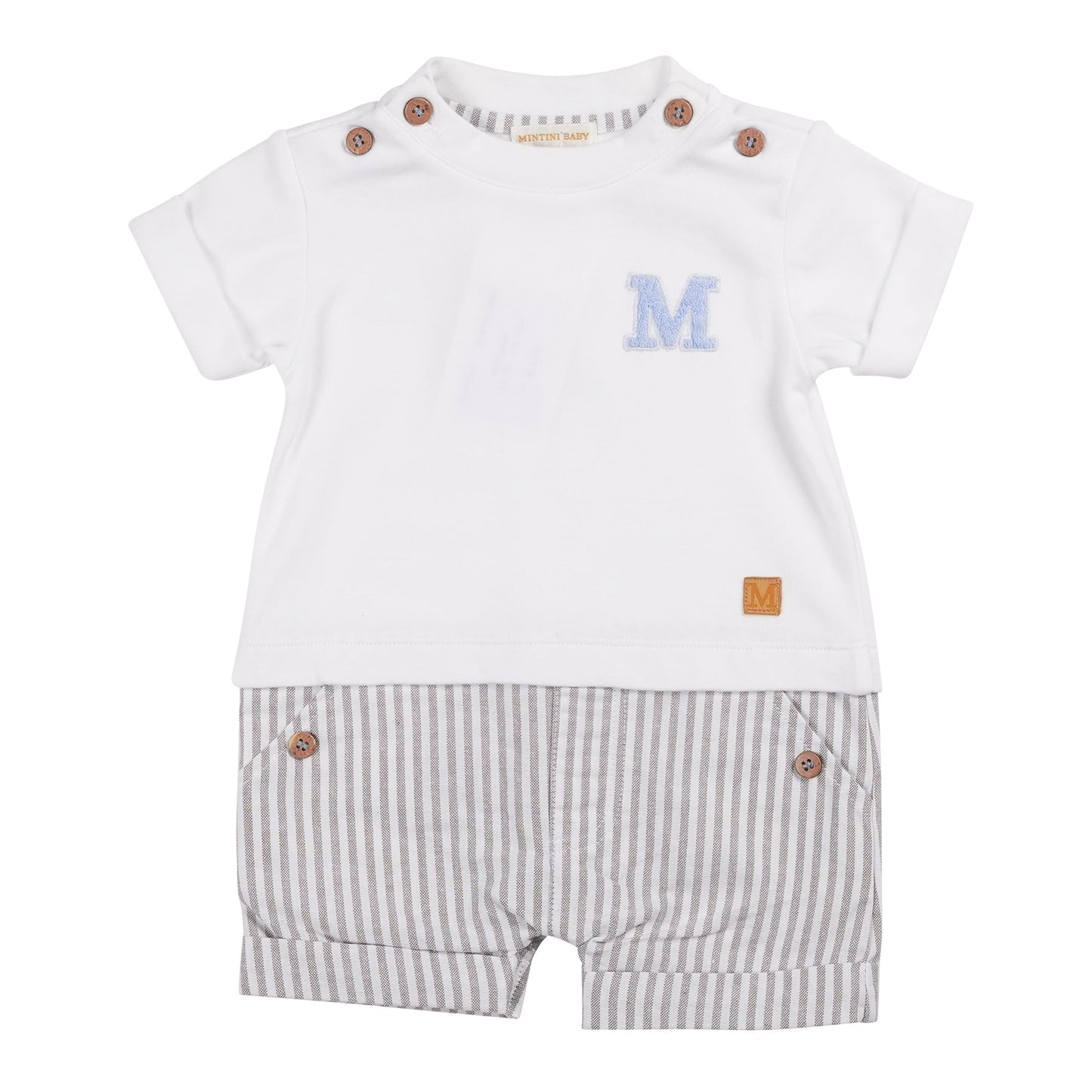 Greige Pinstripe Romper