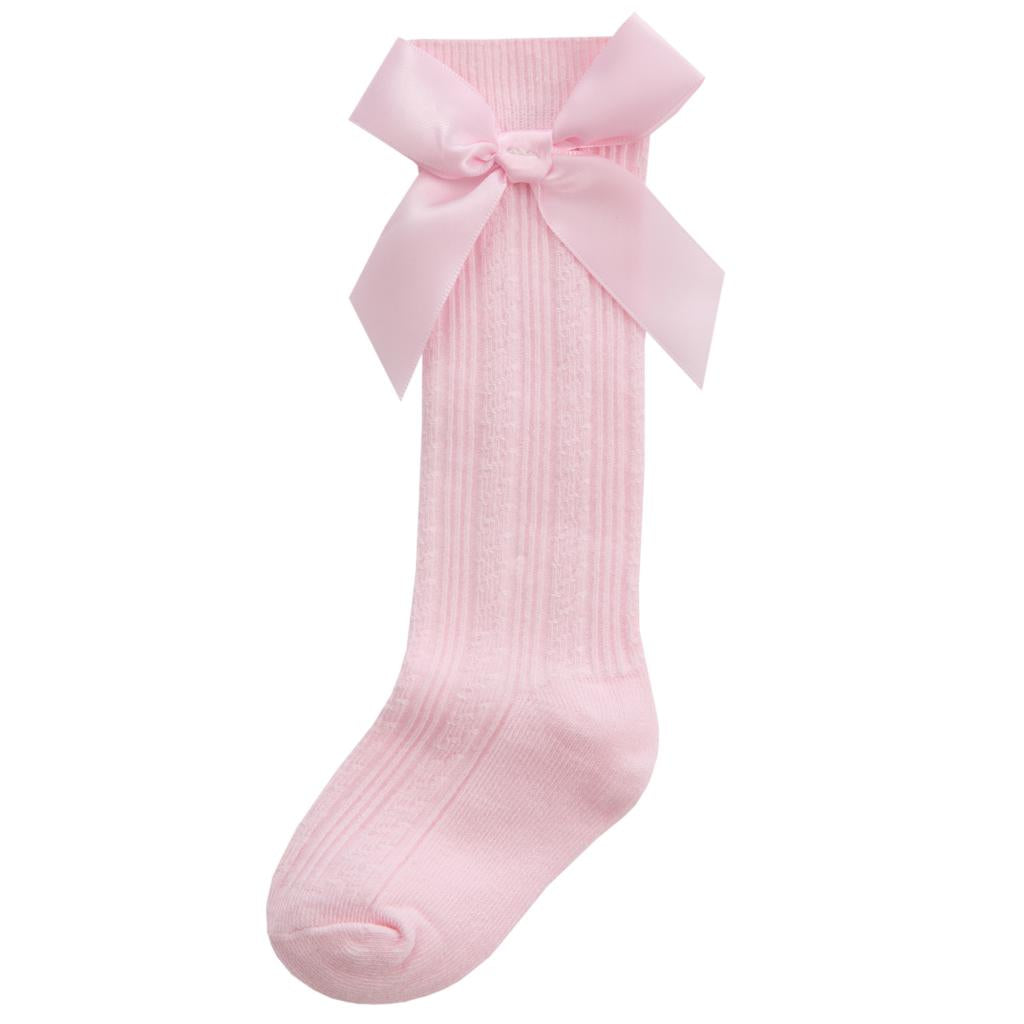 Cable Knee High Ribbon Socks