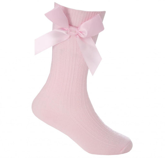 Cable Knee High Ribbon Socks