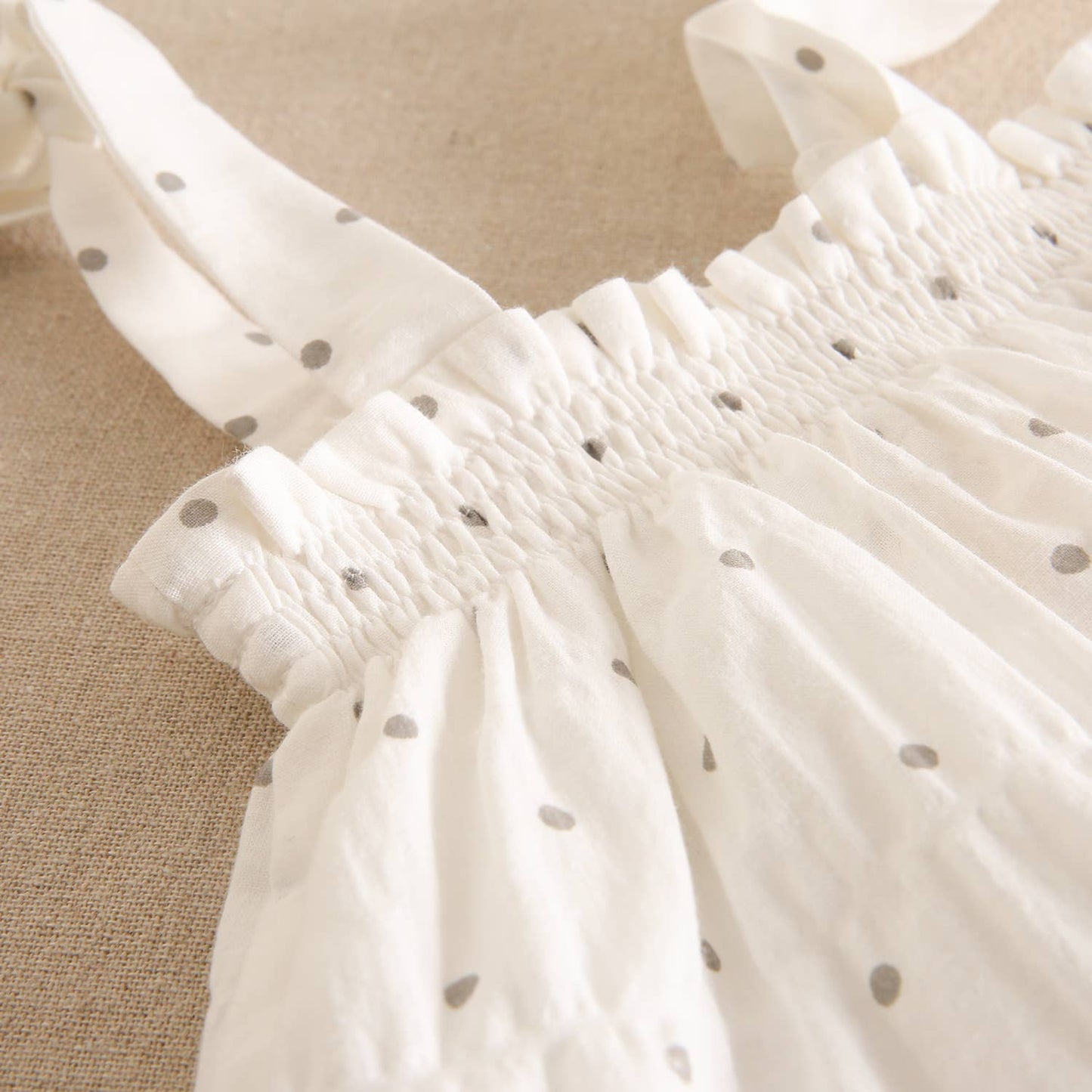 White Polka Dot Dress With Ruffles