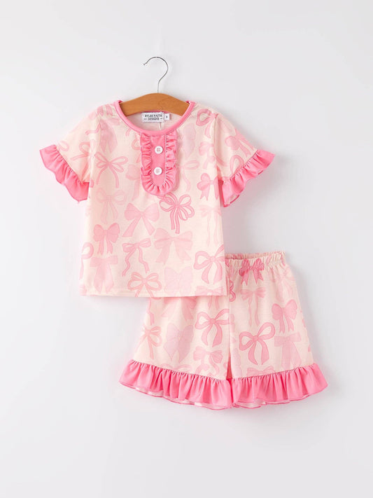Girls Pink Thrilly Bow Pajama Set