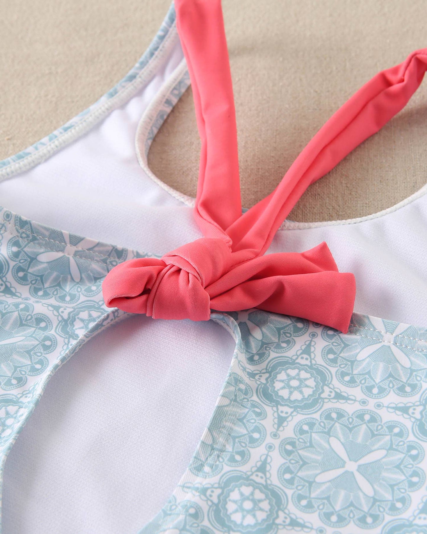 Retro Print Sky Blue Swimsuit