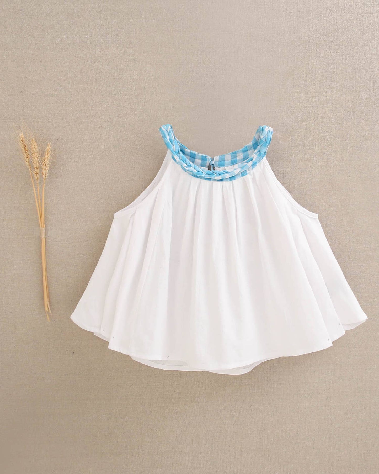 White Braided Halter Neck Blouse