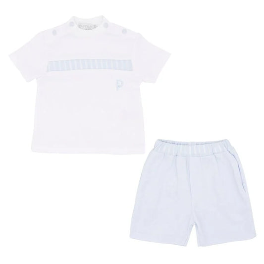 Levi White & Blue Tee Short Set